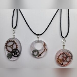 Handcrafted Steampunk Epoxy Resin Pendant Necklace You Choose